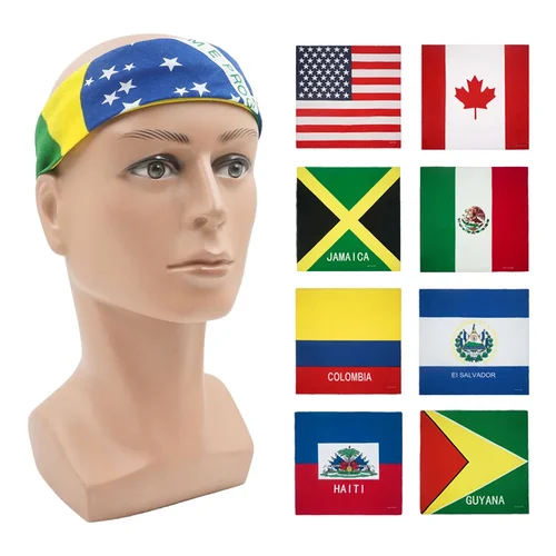 Imagen 1 del producto Pañuelo cuadrado con bandera nacional de Estados Unidos, Haití, Jamaica, Brasil, México, Hip Hop, bufanda para ciclismo, gorros de algodón, pañuelo para senderismo