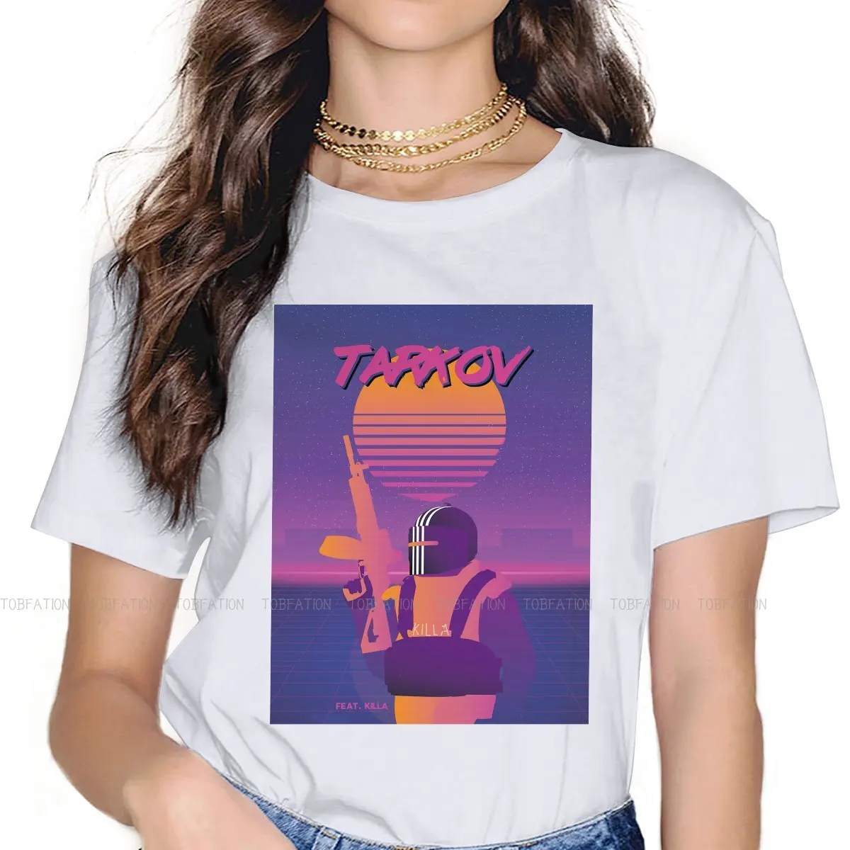 Killa Synth Wave Edition Casual TShirt Escape from Tarkov FPS RPG MMO Game Creative Streetwear T Shirt Girl Short Sleeve Special