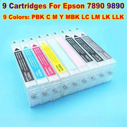 700ml 7890 9890 Printer Refillable Ink Cartridges For Epson Stylus Pro 7900 9900 7908 9908 7910 9700 7700 Ink Cartridges Chips