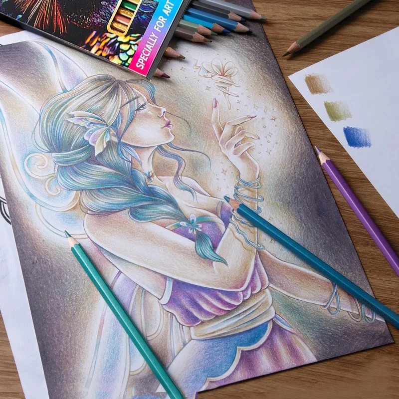 قلم رصاص ملون معدني 12/28 لون مجموعة أقلام رسم للأطفال لوازم فنية قرطاسية Kawaii