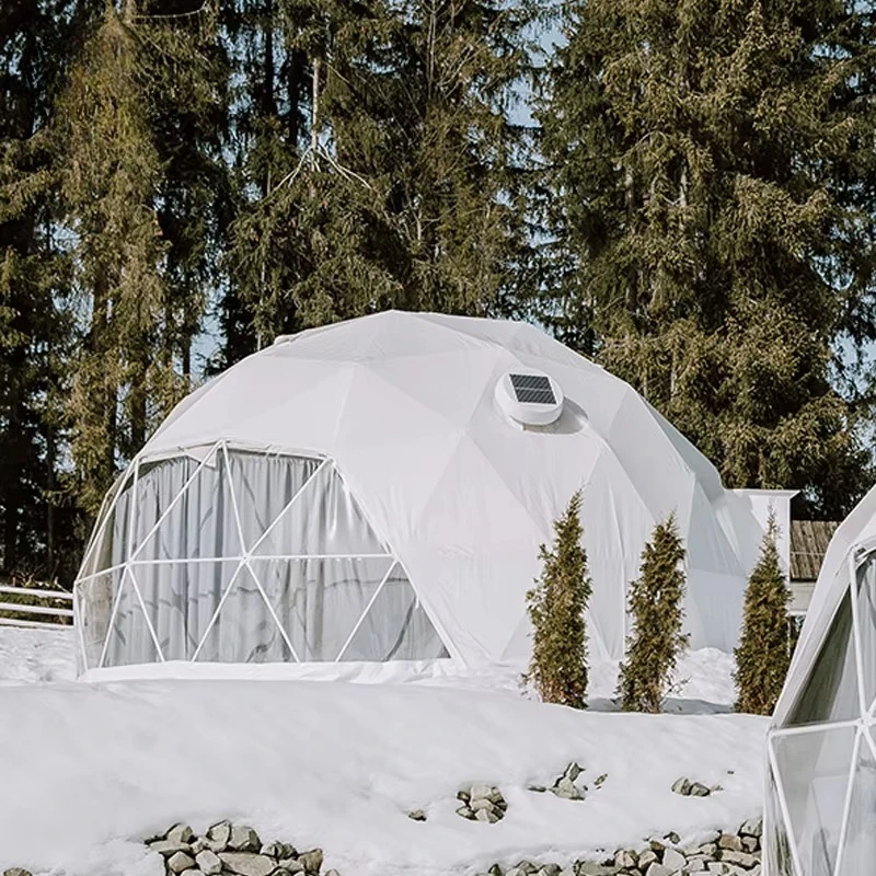 6m/8m/11m/15m Luxury Geodesic Dome Tent Igloo Glamping with Bathroom Jacuzzi Stove and Fireproof Cover for Hotels