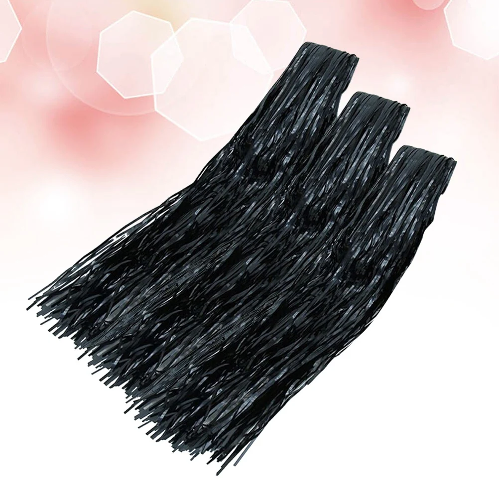 

3pcs Tassel Table Skirt Table Cloth Photo Backdrop Wedding Decor Photo Props for Party Decoration(Black)