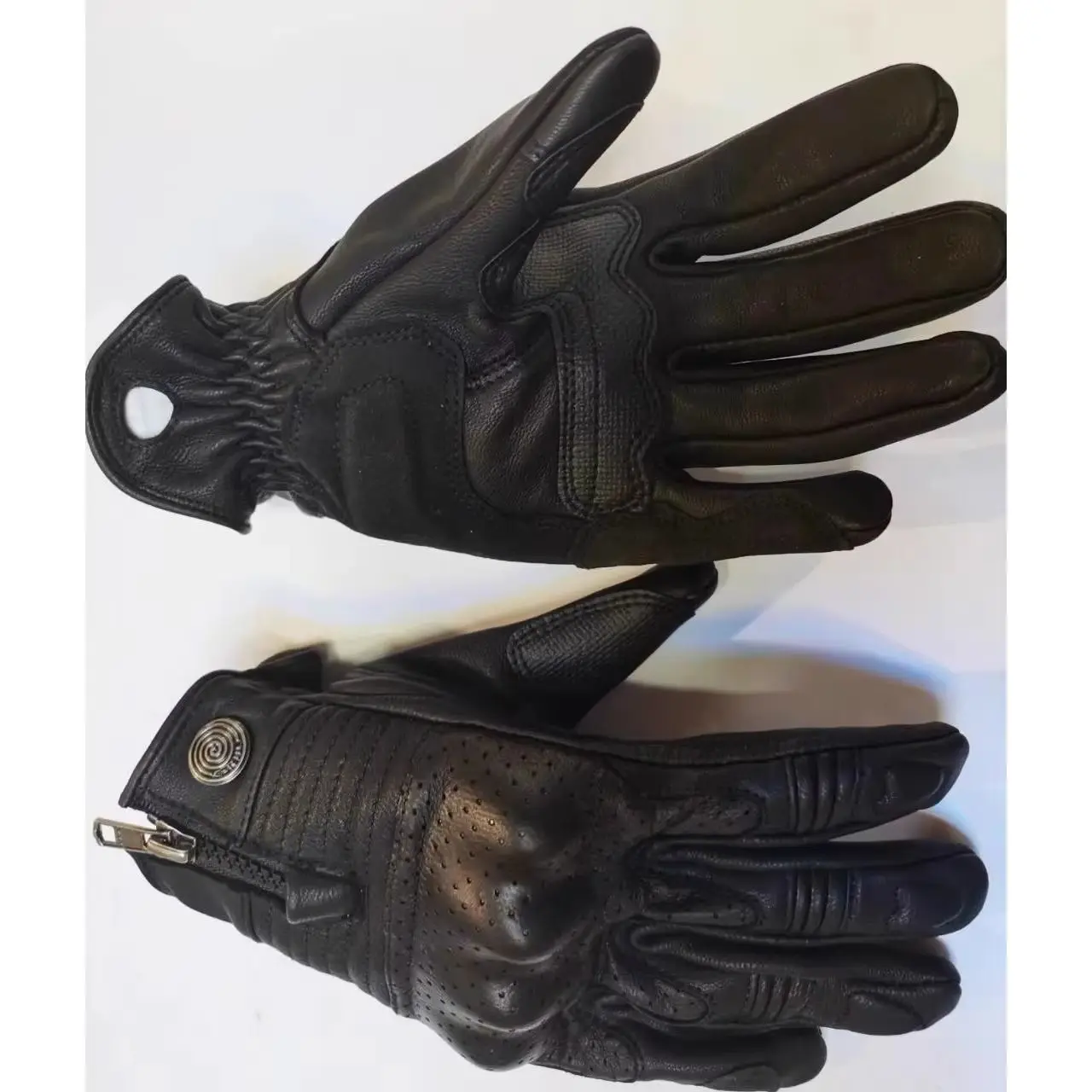 Summer Retro Leather Motorcycle Gloves Men Lady Electric Bike Glove Cycling Full Finger Motorbike Moto Bike Motocross Guantes