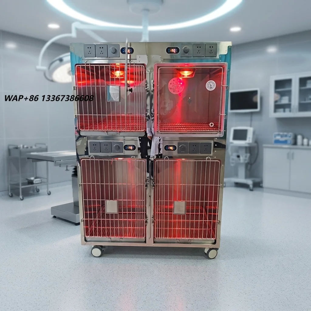 Stainless steel multi-layer pet hospital cage, veterinary rust-proof foster cage