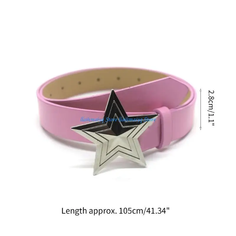 573B حزام خصر رفيع فاخر مع مشبك خماسي لتزيين تنورة الجينز النسائية