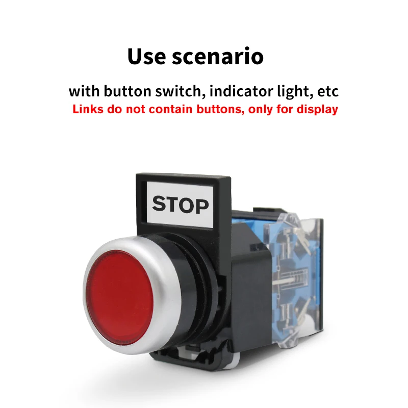 Interruptor de botón pulsador de 10 piezas, 16mm/22mm/25mm/30mm, tarjetas de identificación LAY37 LA38 XB2 LA16, accesorios de botón, marco de señal