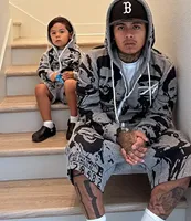 Retro Figure Pattern Printed Super Dalian Hoodie Street Fashion Shorts 2-piece Set Y2K Sports Casual Shorts Couple Sportswear