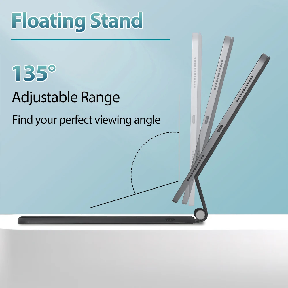 لوحة مفاتيح سحرية بتصميم أصلي مع لوحة تتبع مدمجة لجهاز iPad Pro LED لسطح المكتب TYPE C شحن 7 RGB لوحة مفاتيح سحرية لجهاز iPad #6