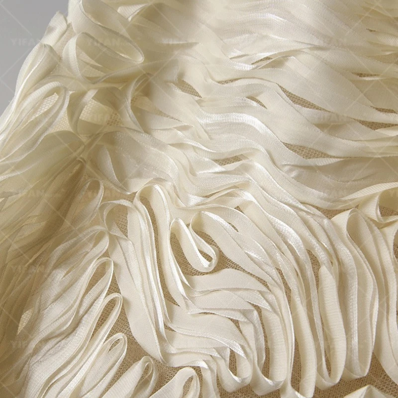 

Elegant 3D Textured Shiny Embroidery Fabric for Wedding Dresses Designer Fashion By The Yard