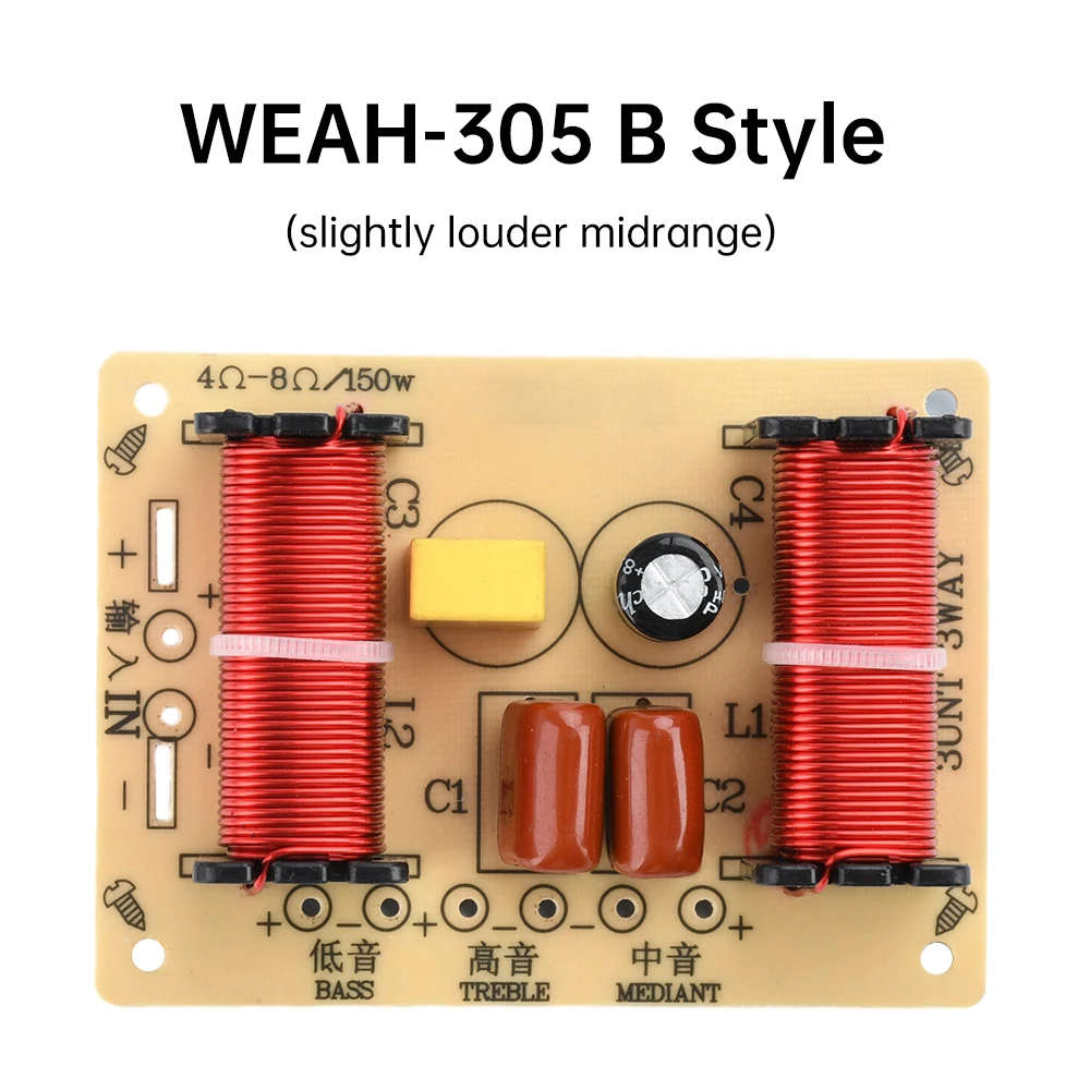 150W 3 Way HiFi Speaker Frequency Divider Audio Crossover Filter Treble Alto Bass Frequency Divider for Professional or Home Use