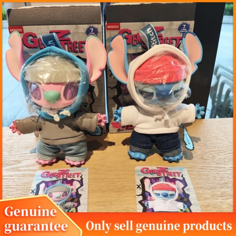 정품 Miniso 블라인드 박스 스티치 Gen Z 스트리트 시리즈 그림 귀여운 스티치 비닐 인형 미스터리 박스 서프라이즈 펜던트 생일 선물