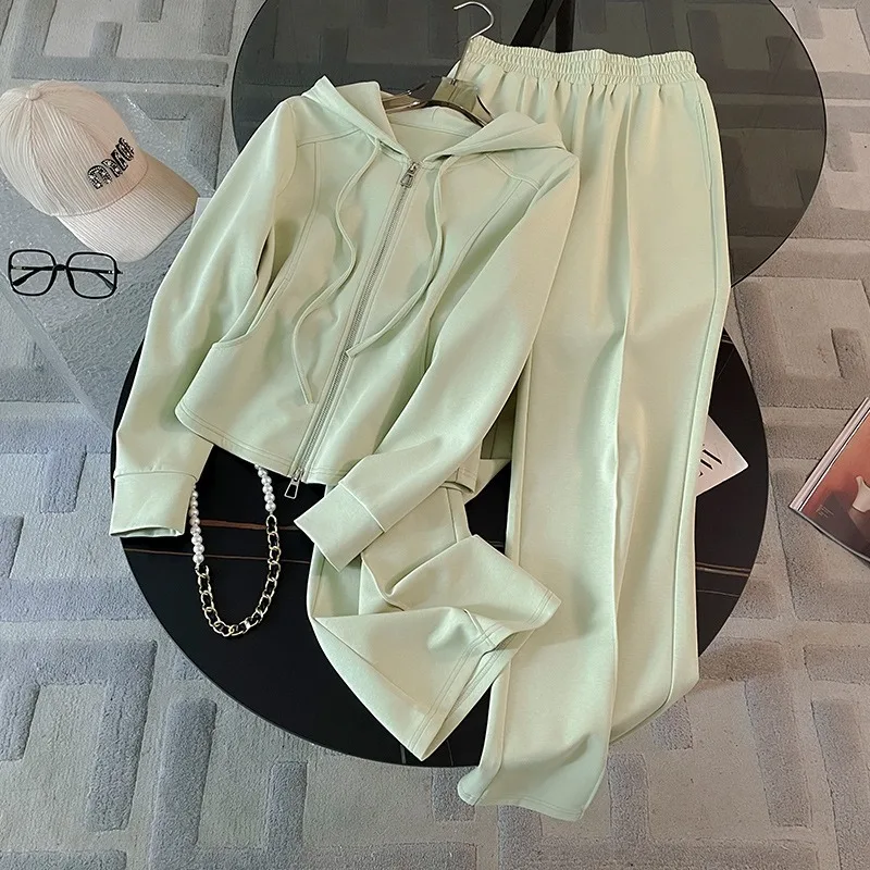 

Новый женский повседневный комплект: кардиган с капюшоном и брюки с широкими штанинами