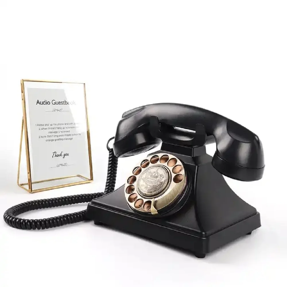 Premium Audio Guest Book Telefone | Estilo Vintage e Retro Audio Guestbook | Telefone rotativo preto para festa de casamento