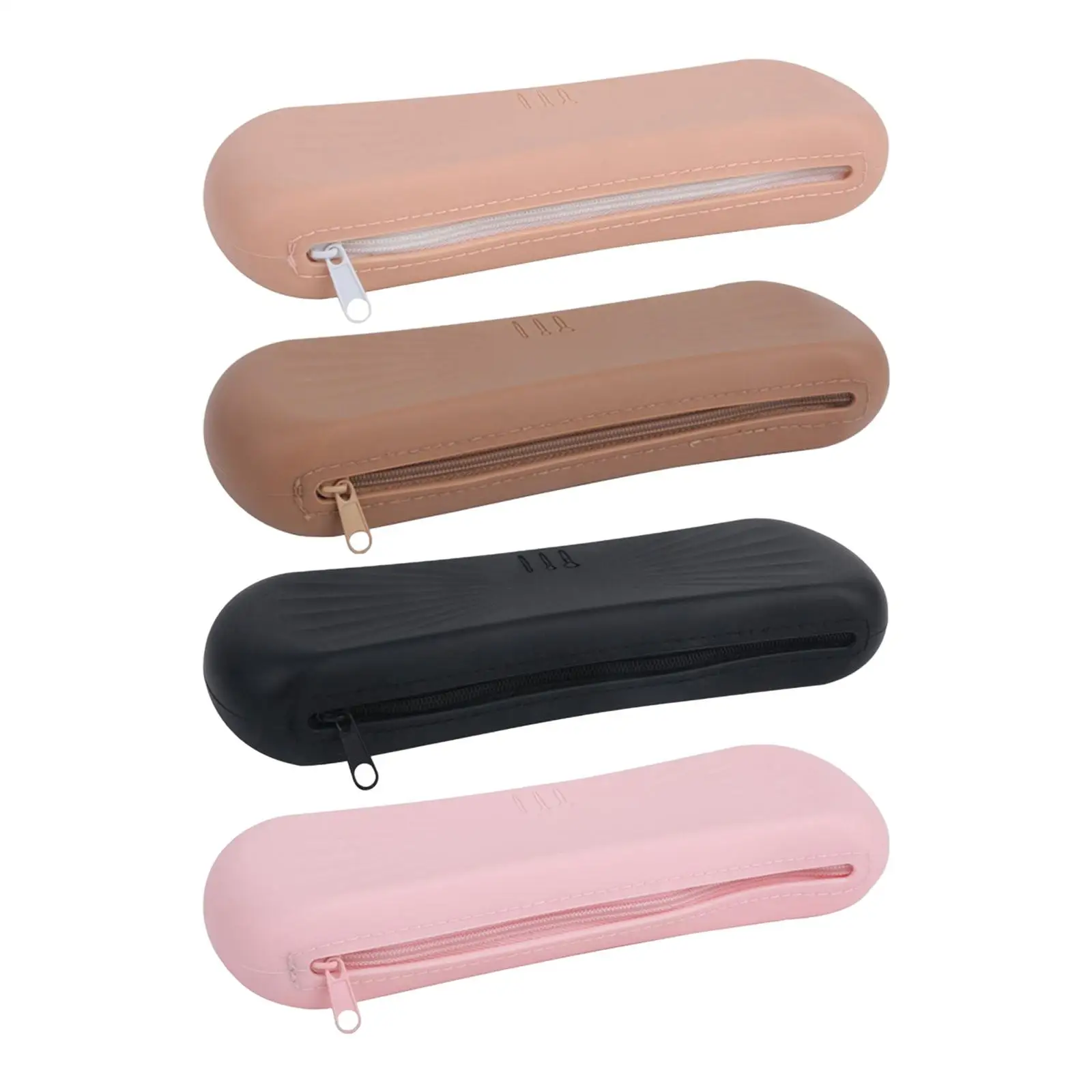 กระเป๋าใส่แปรงแต่งหน้าแบบพกพา ซิปเปิดด้านข้าง ทำจากซิลิโคน นุ่ม ใช้ซ้ำได้ ขนาดเล็ก