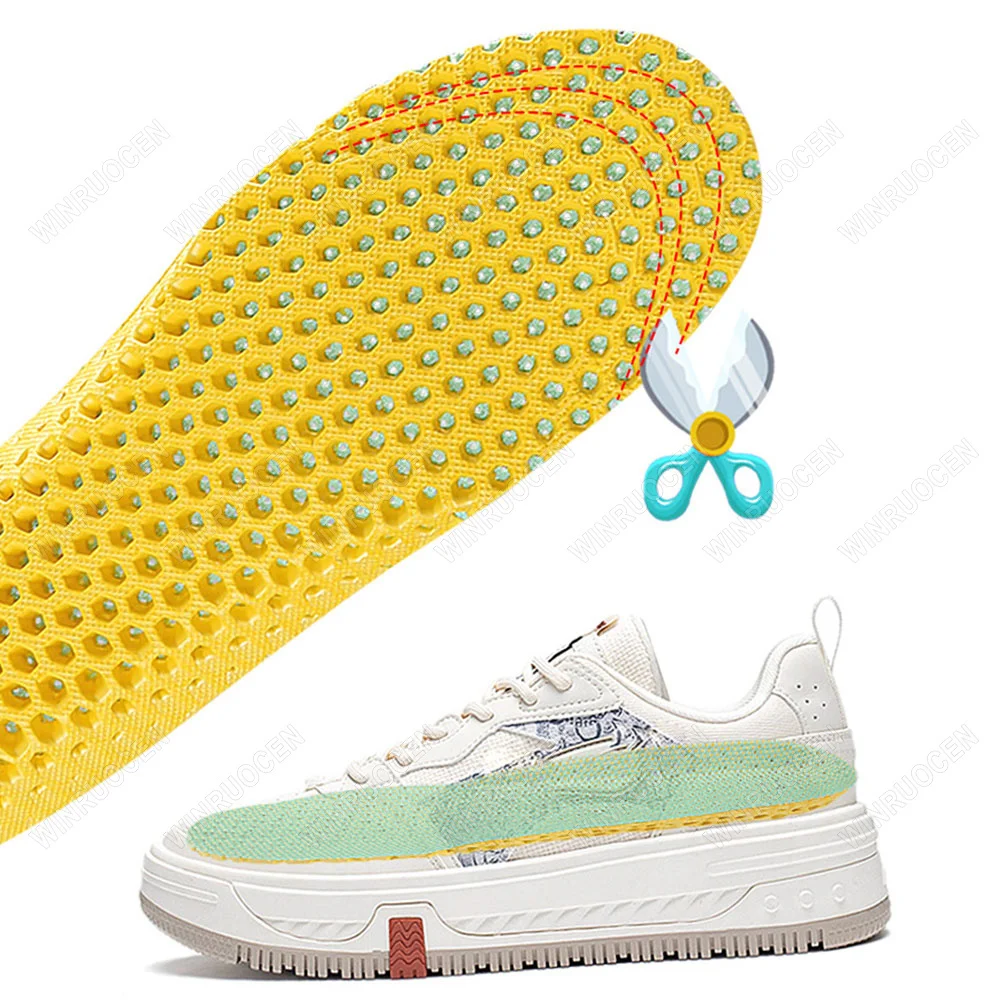 WINRUOCEN 1/2 Pairs Unisex Breathable Memory Foam Insoles: Mesh Deodorant Orthopedic Cushion, Running Shoe Sole Support