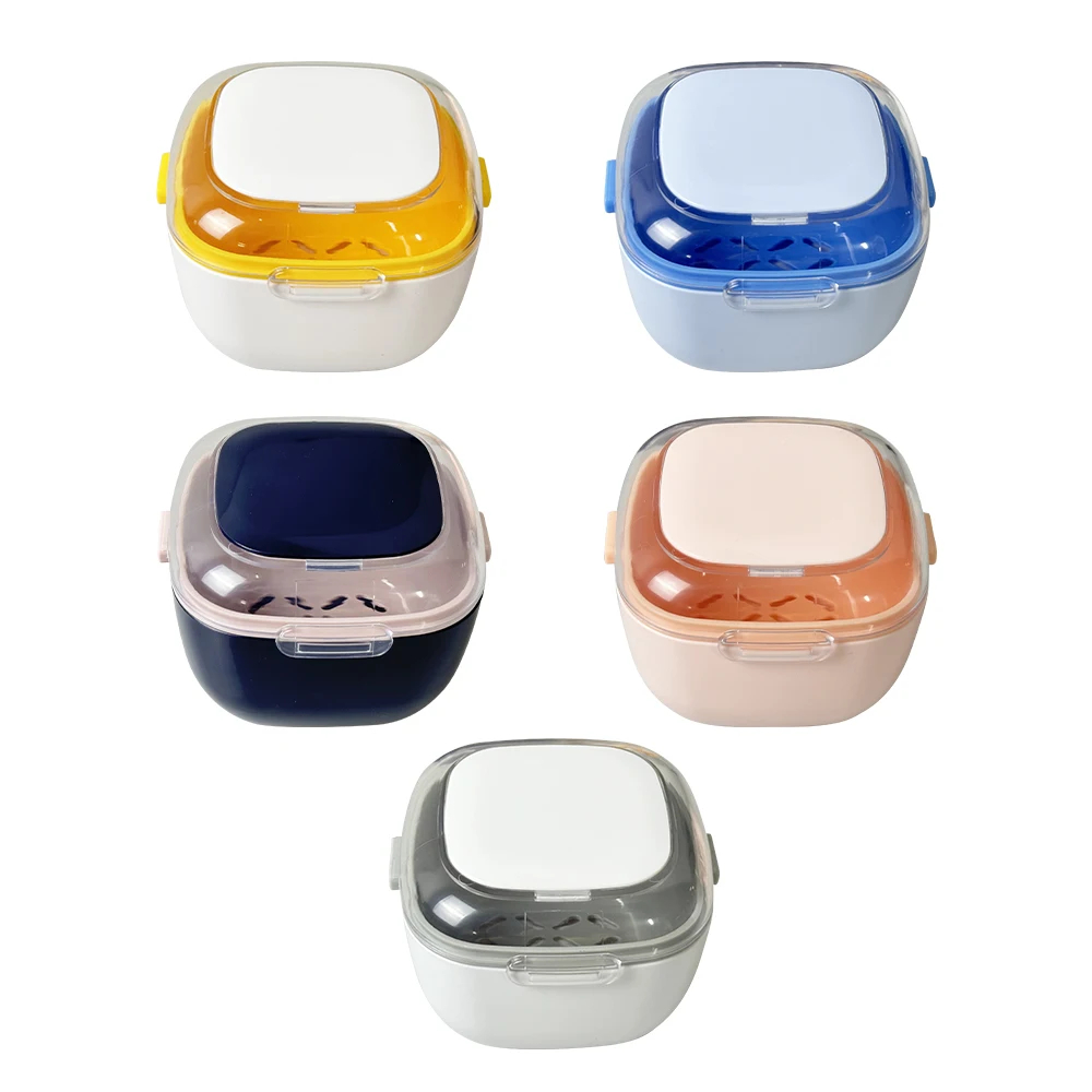 1pcs Invisible Brace Storage Box Denture Soaking Braces Cleaning Box Orthodontic Retainer Case Portable Teeth Aligner Container