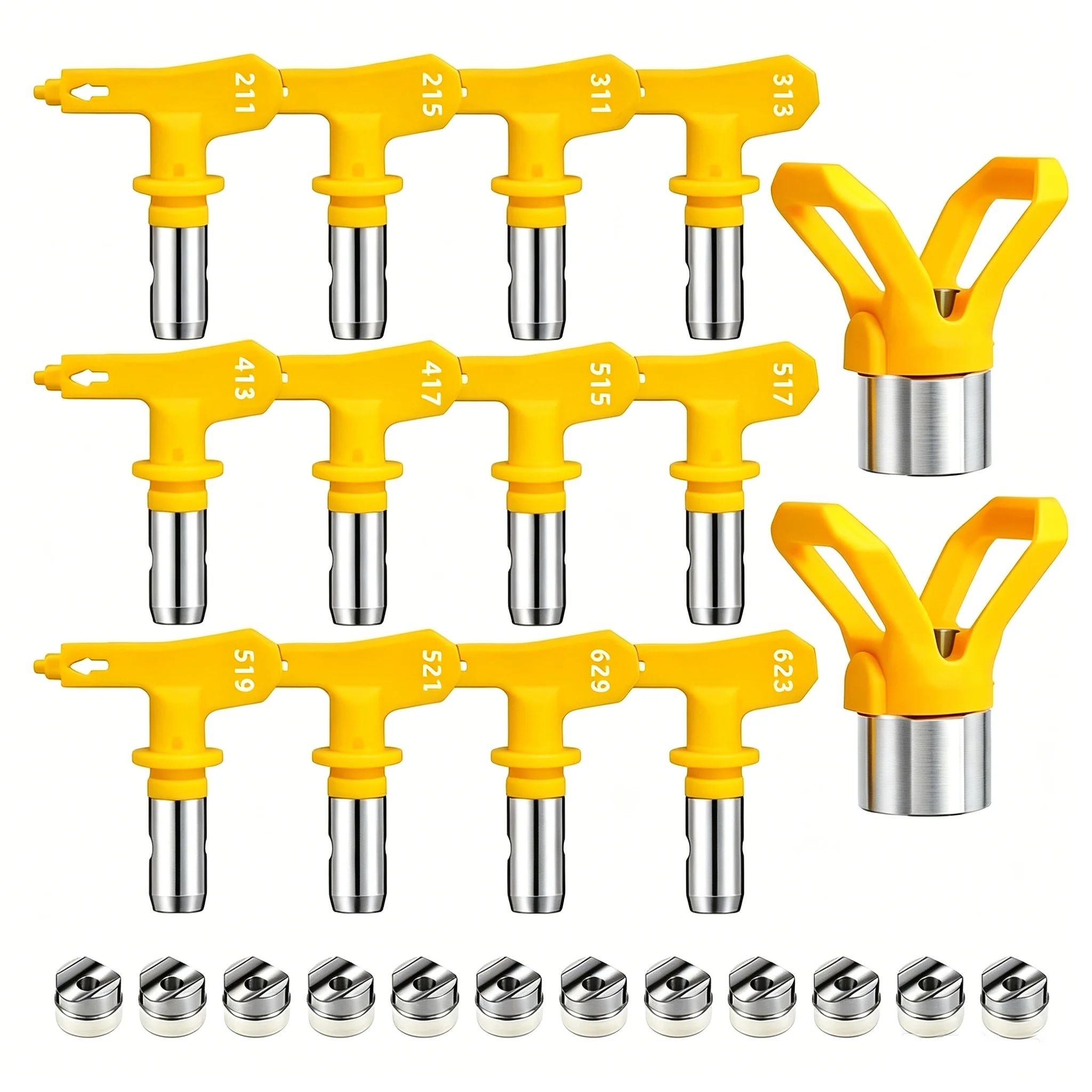 Airless Tips 211 311 315 413 417 515 517 519 521 621 623 for Paint Sprayer Yellow Multiple Models Airless Spray Gun Nozzle Tip