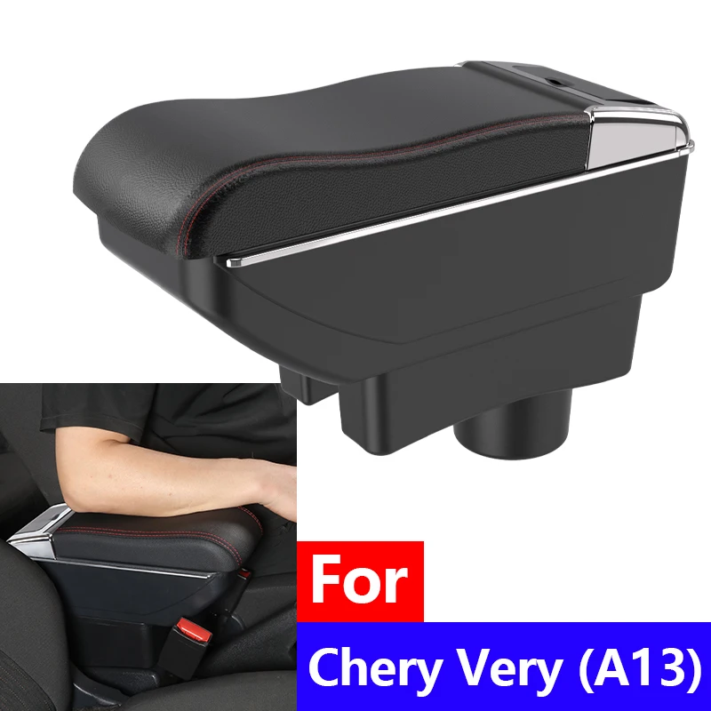 

Черный ящик для хранения в салоне автомобиля на подлокотнике для Chery Very A13, органайзер для центральной консоли с подстаканником 2008-2012, автомобильные аксессуары