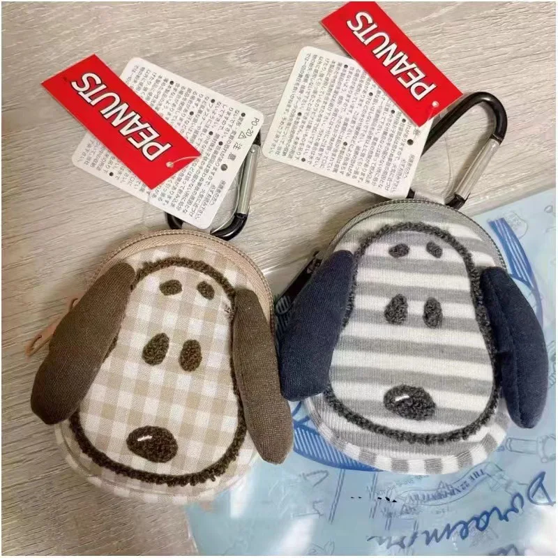 Cartoon Anime Snoopy Mini Super Cute Coin Purse Plaid Bag Pendant