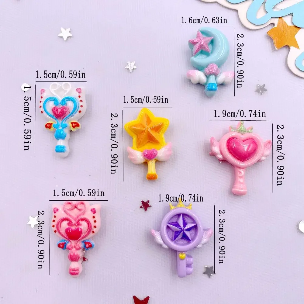 20PCS Resin Colorful Cartoon Love Magic Wand Flatback Stone Figurines DIY Hair Clip Scrapbook  Decor Jewelry Crafts Accessories