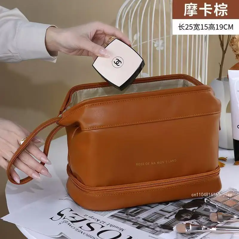 New Travel Makeup Bag Fashionable High Quality Women's Toilet Bag Solid Color Versatile Multi Functional Handheld Storage Bag