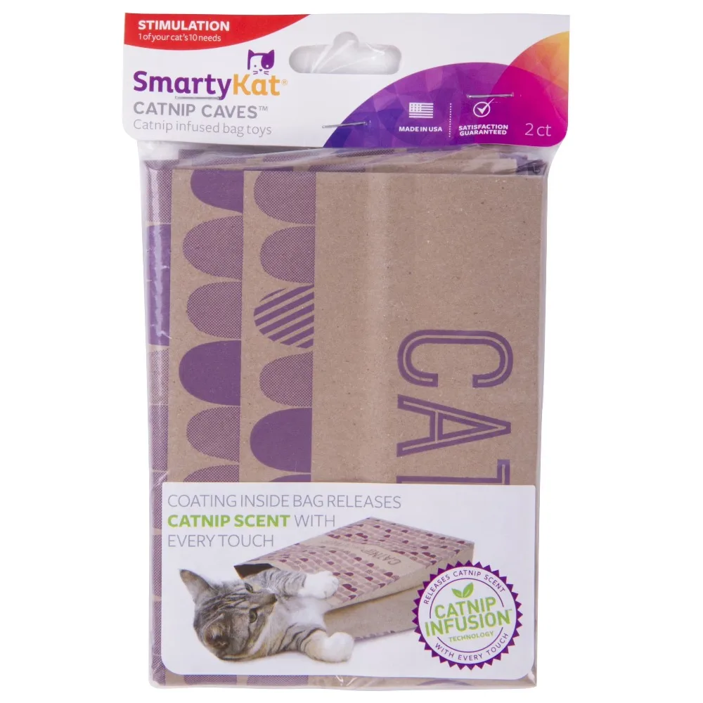 

Catnip Scented Paper Bag Cat Toy Scratch Activated Catnip Caves for Cats Interactive Play 2 Pack