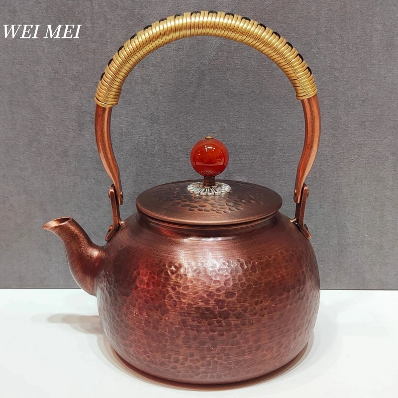 

Vintage Copper Coffee Pot,500 ml Camping Boiling and Brewing Coffee kettle,Handcrafted Thickened Portable Tea Pot Tableware