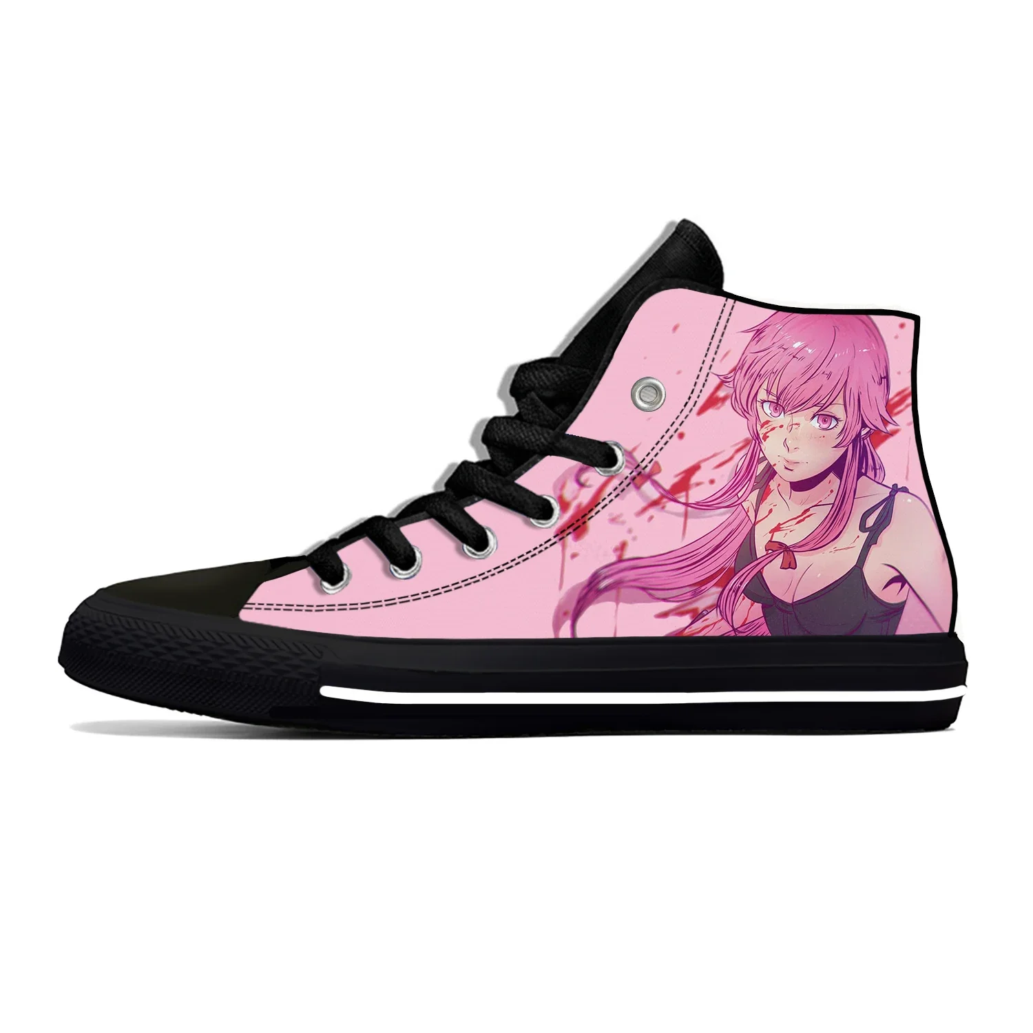 Zapatos de lona con estampado 3D para hombre y mujer, zapatillas deportivas de tela ligera, transpirables, estilo Anime The Future Diary, a la moda