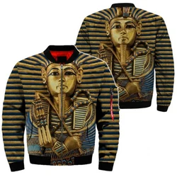New Spring Autumn Men Women Egyptian Pharaoh 3D Printed Zip Jacket Fashion Streetwear Men Loose Sporting Jacket & Coat Clothing