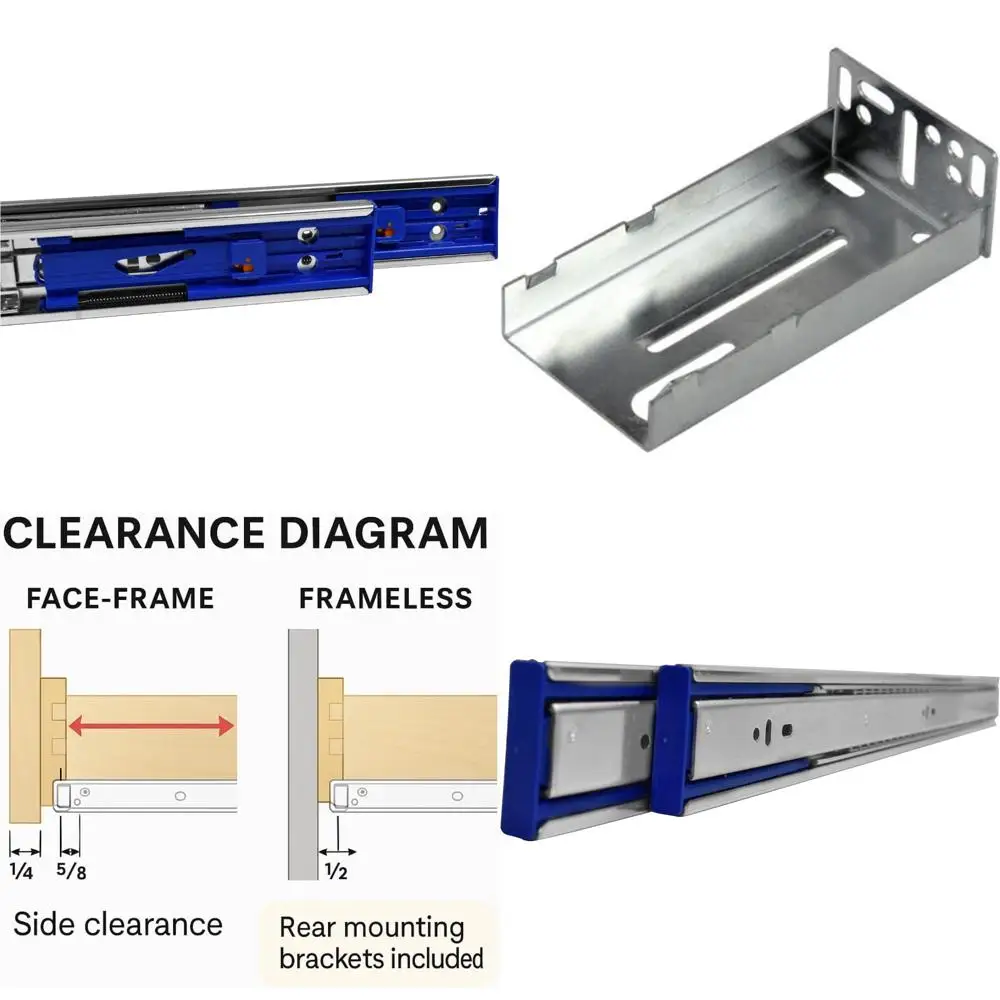 

Silverline FSBS46-12 inch Soft Close Drawer Slide 100 lb Ball Bearing Full Extension Cabinet Hardware 10 Pairs