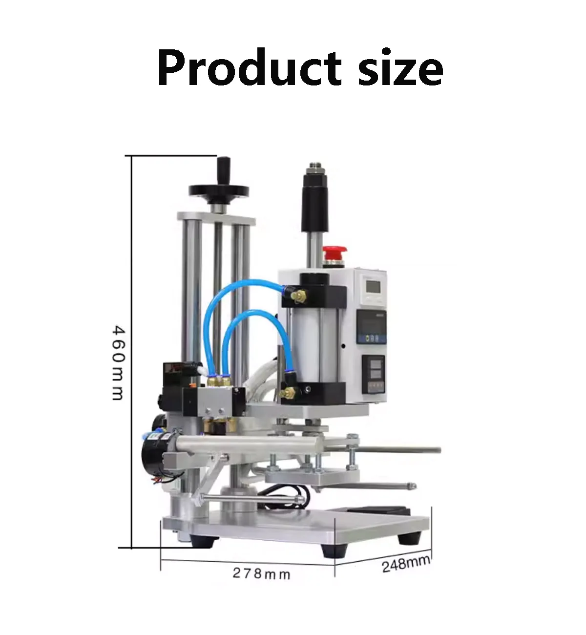 Máquina de carimbo quente pneumática do Desktop, imprensa do couro, cartão, folheto, VLOGOTIPO, 110V, 220