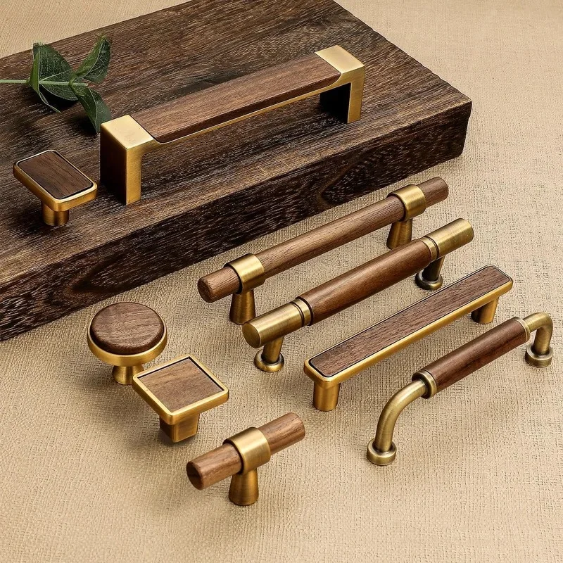 Solid Wood Handle for Wardrobe Wine Cabinet Coffee Table Drawer Children's Cabinet Door Light Luxury Style Hardware Knob