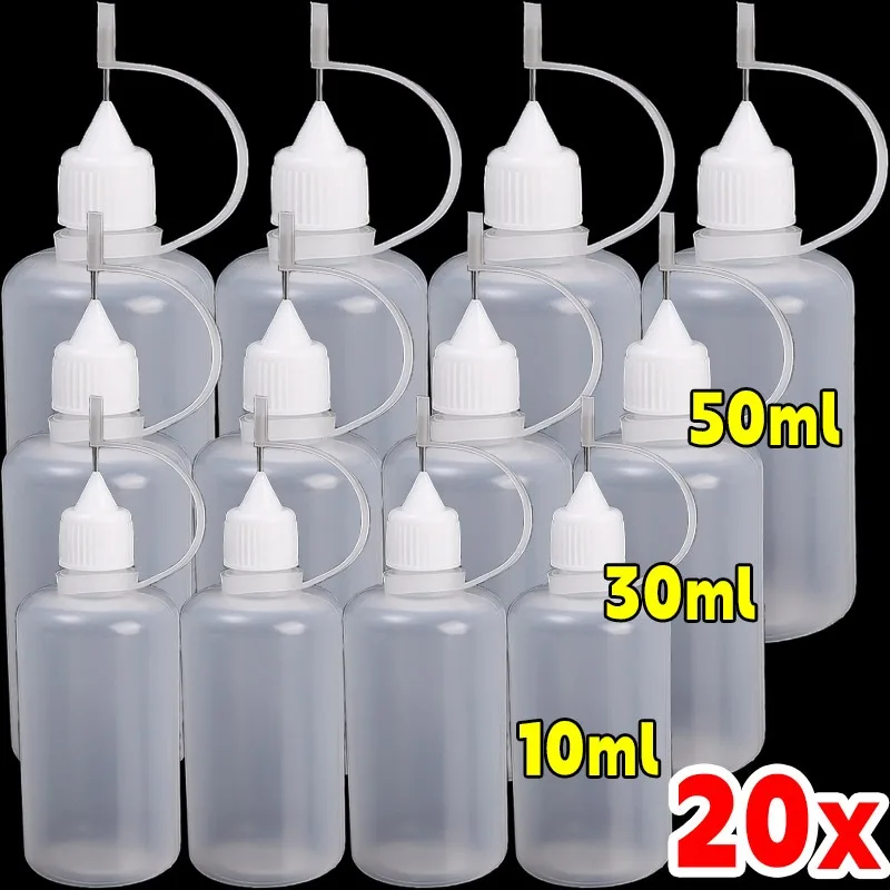 5/20pcs Squeezable Tip Applicator Bottle with Needle Tip Caps Oil Bottles Refillable Dropper Bottles DIY Polymer Clay Tools
