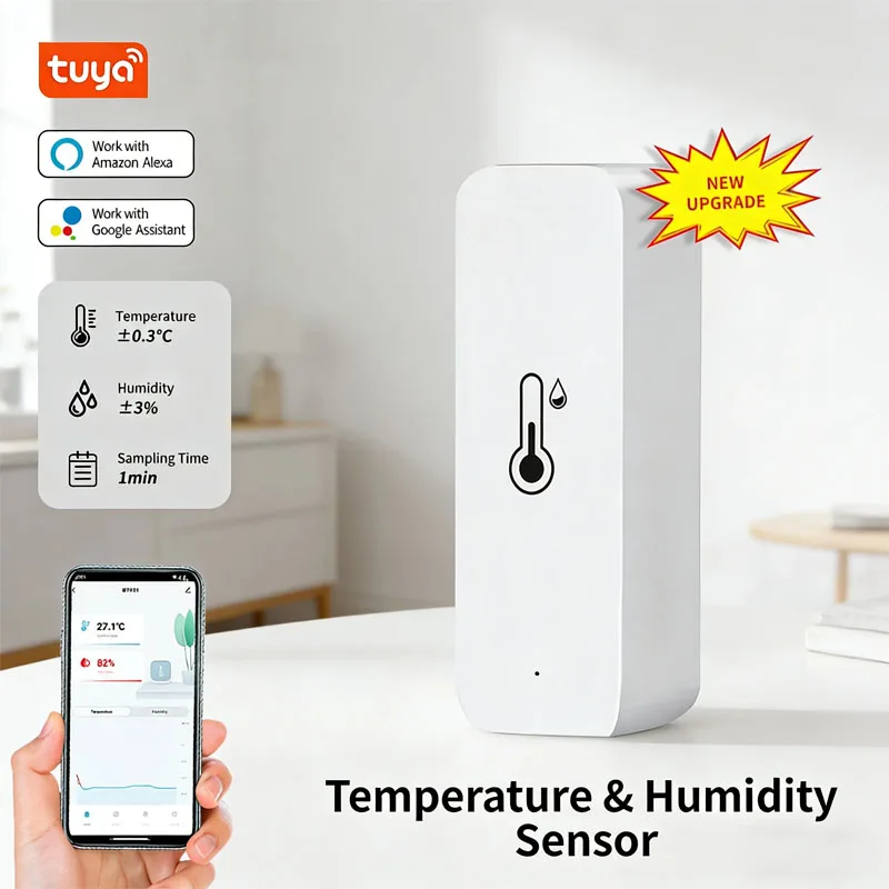 Nuevo Sensor Inteligente de Temperatura y Humedad, Higrómetro Interior, Termómetro, Automatización del Hogar, Datos en Tiempo Real, Compatible con Alexa