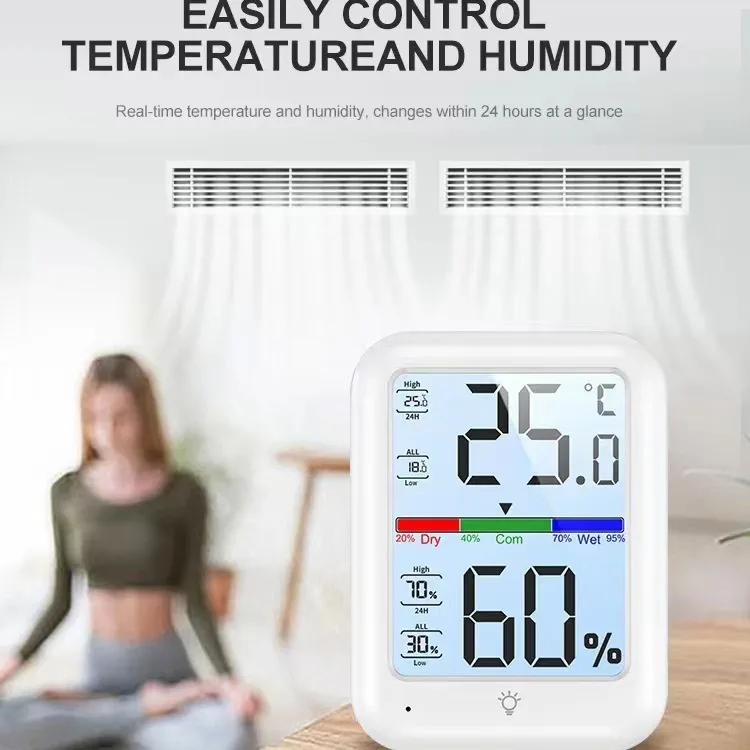 Smart Magnetic Mount High Precision Large Screen Thermometer Hygrometer with Memory Function for Baby Room Indoor