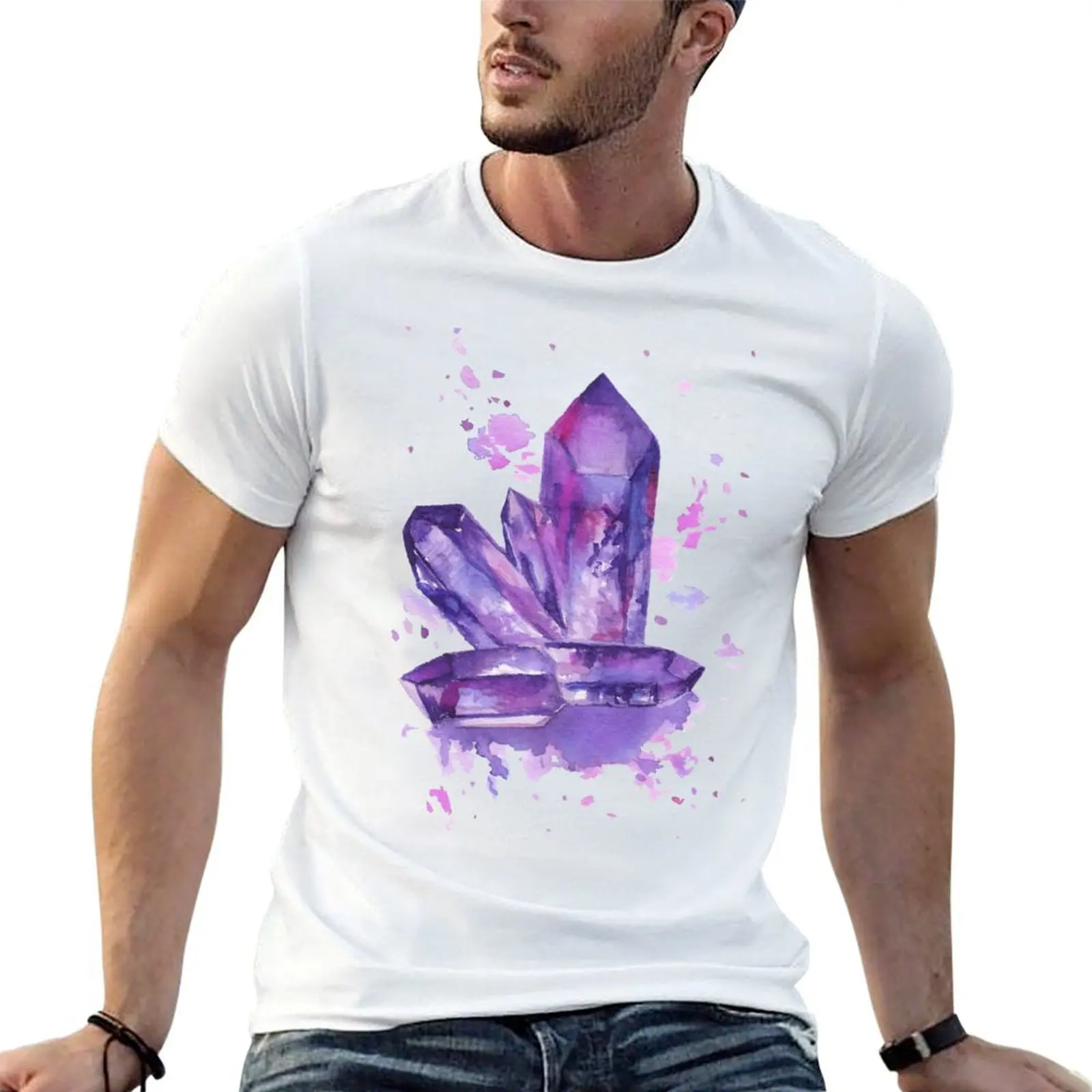 

Purple Crystals T-Shirt t shirt man plain t shirts for man pack cotton T-Shirt