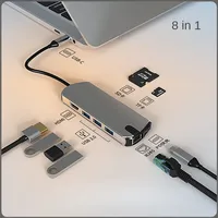 8 in 1 Type-C Docking Station Usb Hub USB3.0 Gigabit Docking Station Usb Extension for Xiaomi Lenovo Macbook 13 15 Air