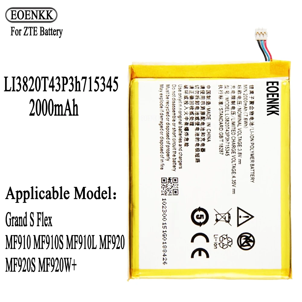 Li3820T43P3h715345 BATTERY FOR ZTE MF910 MF910S MF910L MF920S MF920V 715345 Original Capacity Repair Part Phone Batteries