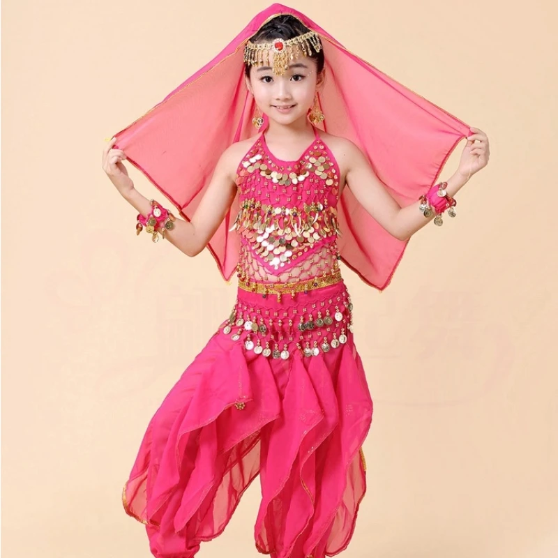 Children's Belly Dance Professional Costume Kids Indian Bellydance Clothes Girl Bollywood Dancing Stage Performing Wear Suit New