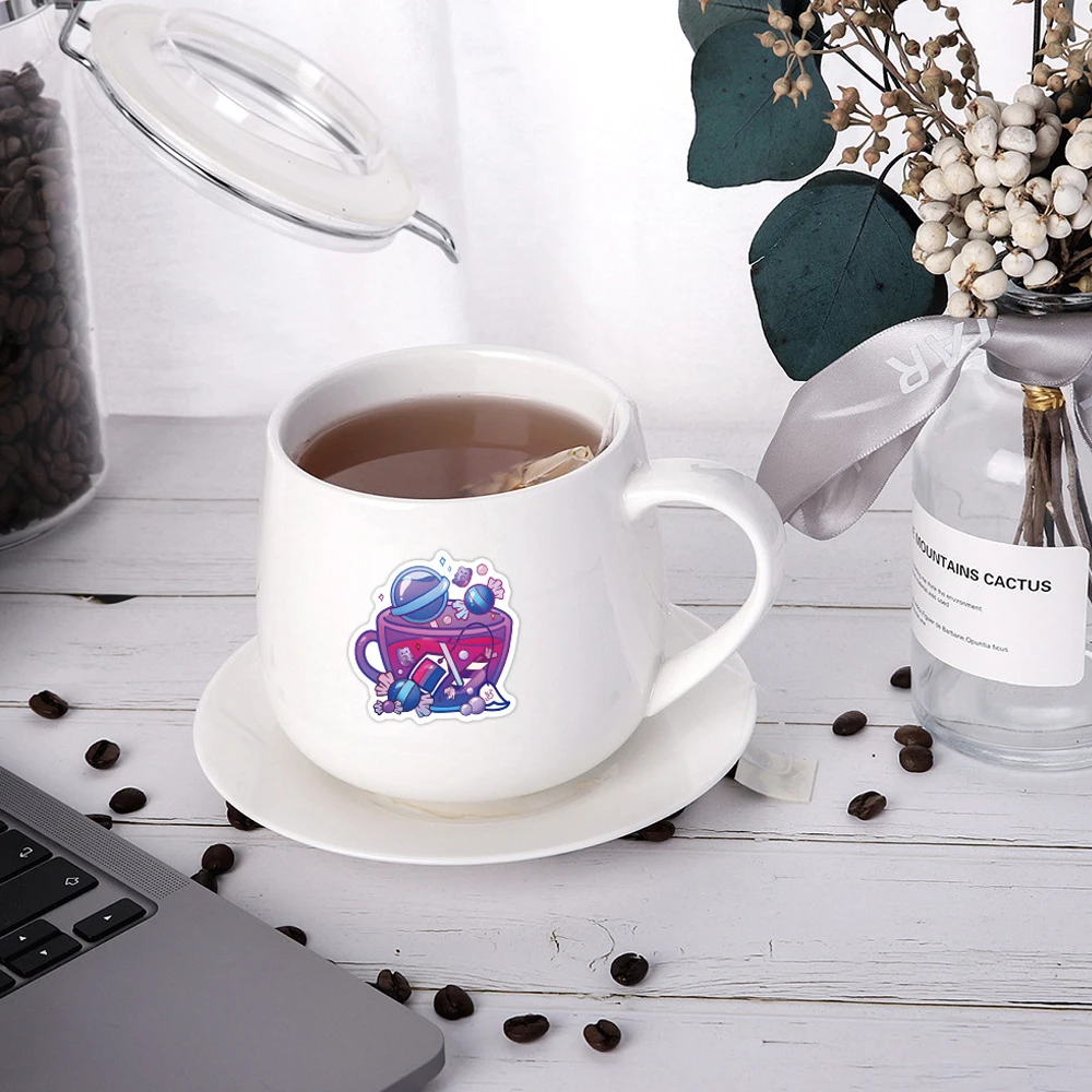 10/30/50PCS Tazza da tè colorata Carino Graffiti Adesivi impermeabili Zaino bagaglio Diario Album Laptop Fai da te Adesivi Kawaii personalizzati