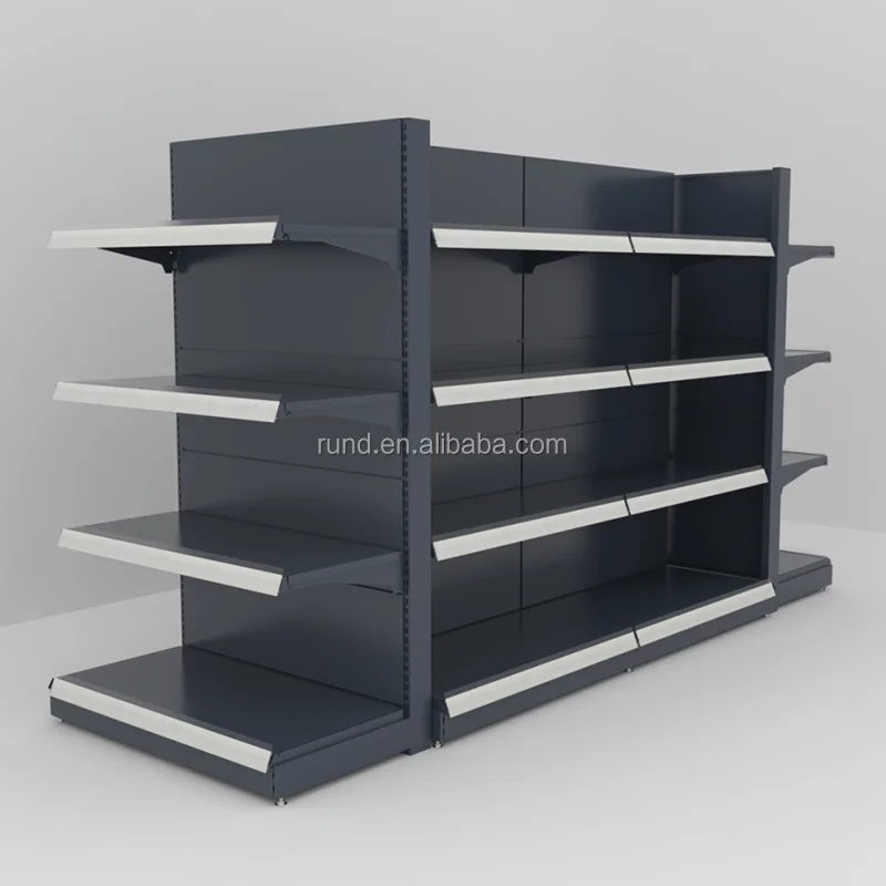 custom.Rd Heavy-duty Single-sided Freestanding Metallic Gondola Supermarket Shelf Grocery Store Retail Display Fruit Vegetab