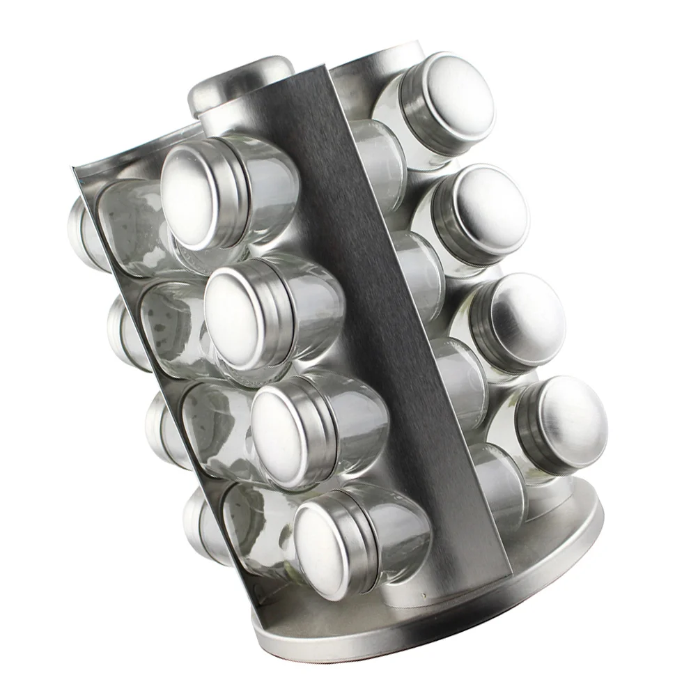 

Condiment Dispense Seasoning Shelf Rack Kitchen Gadgets Set Steel Salt Bottle Organizer