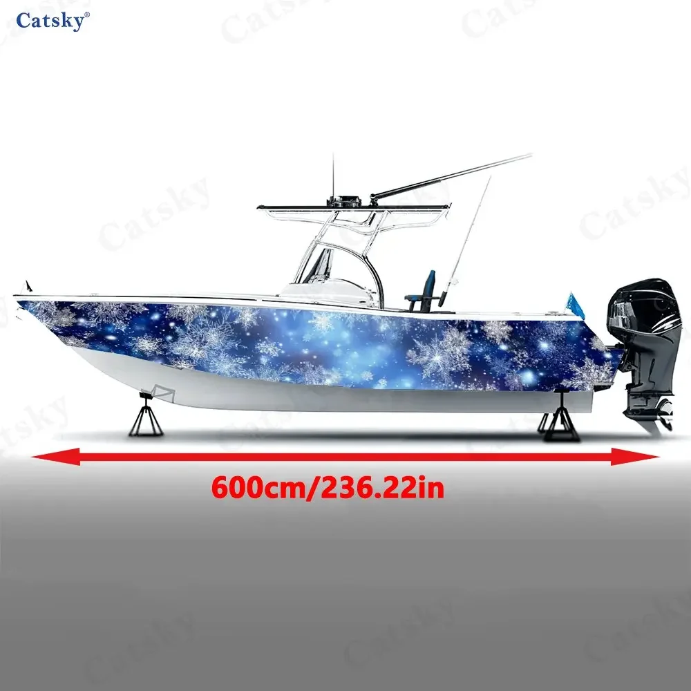 2Pcs Blue Tone Star Frost Boat Stickers, PVC Waterproof Durable Vinyl Wrap Decals for Fishing Boats, Durable and Stylish Design