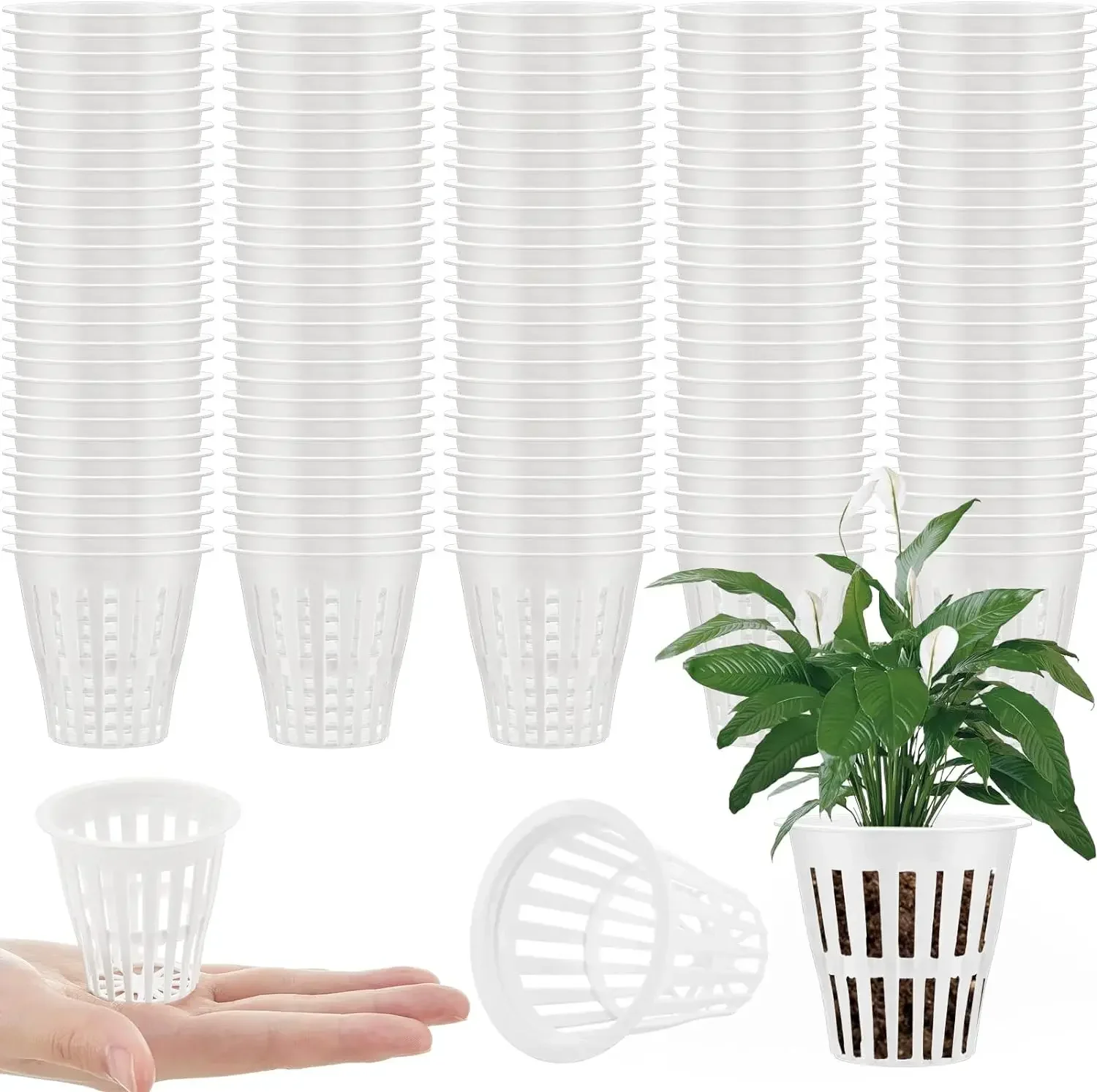 50Pcs 2 Inch Net Pots Hydroponic Cups Garden Slotted Mesh Net Cups Plant Nursery Net Pots for Hydroponics Slotted Mesh