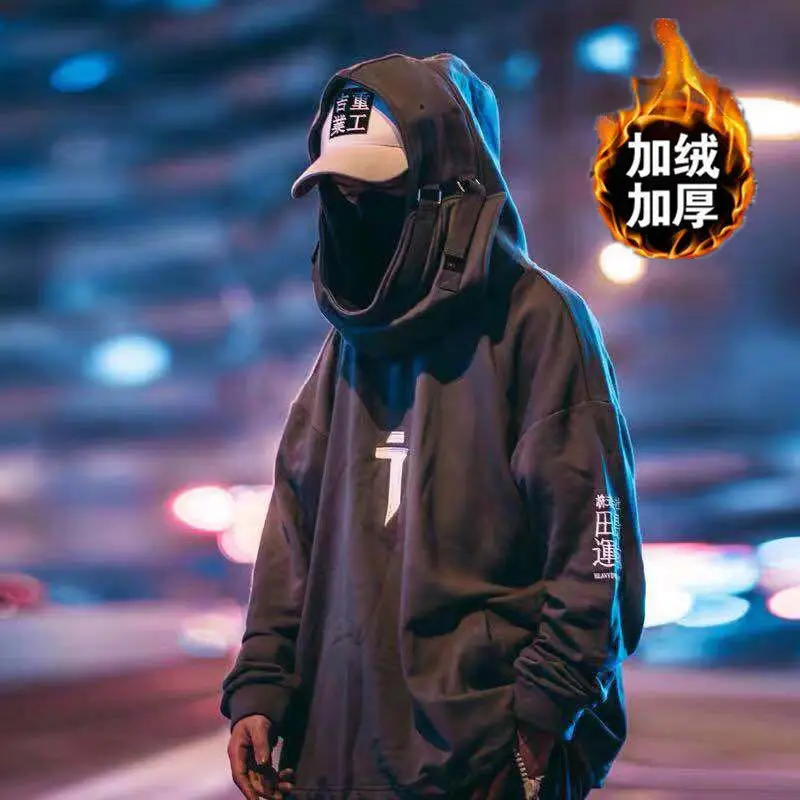 5XL Japanese Streetwear Hoodie Men Harajuku Neck Fish Mouth PulloversSweatshirts Oversized Hip Hop Hoodies Women