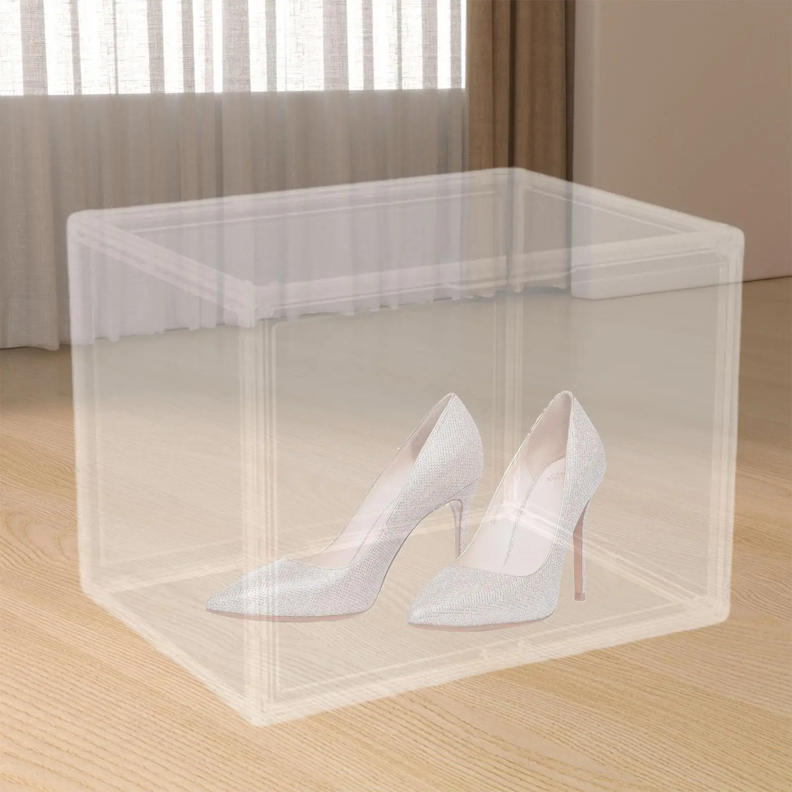 Clear Display Case Large Capacity Stand Container Storage Organizer Box for