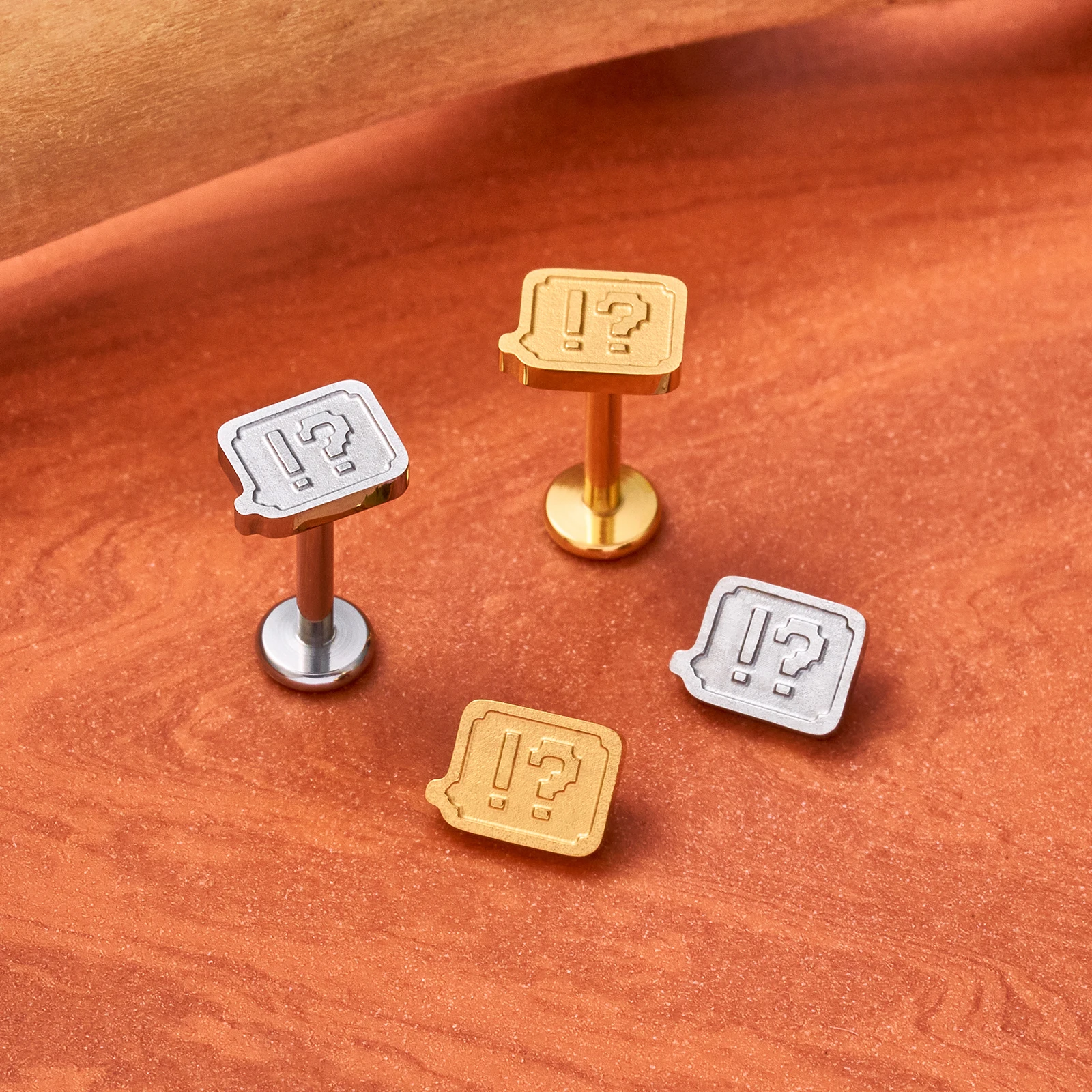 G23 Titanium ASTM F136 Cute Pixel Cartoon Earrings Labret Stud Internally Threaded Tragus Helix Cartilage Lip Piercing Jewelry
