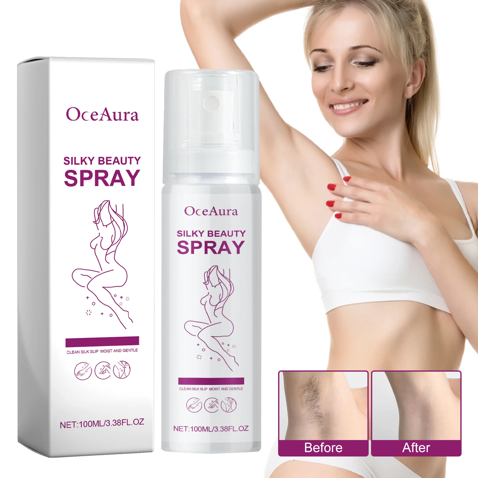 

Hair Removal Spray Gentle and Painless Hair Removal Mousse Spray for Armpits, Arms, Legs, and Full Body