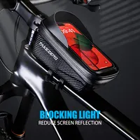 TAKEZERO A2X Bolsa rígida para teléfono con pantalla táctil de gran capacidad para bicicleta de carretera y de montaña, bolsa para tubo superior de liberación rápida para almacenamiento de ciclismo