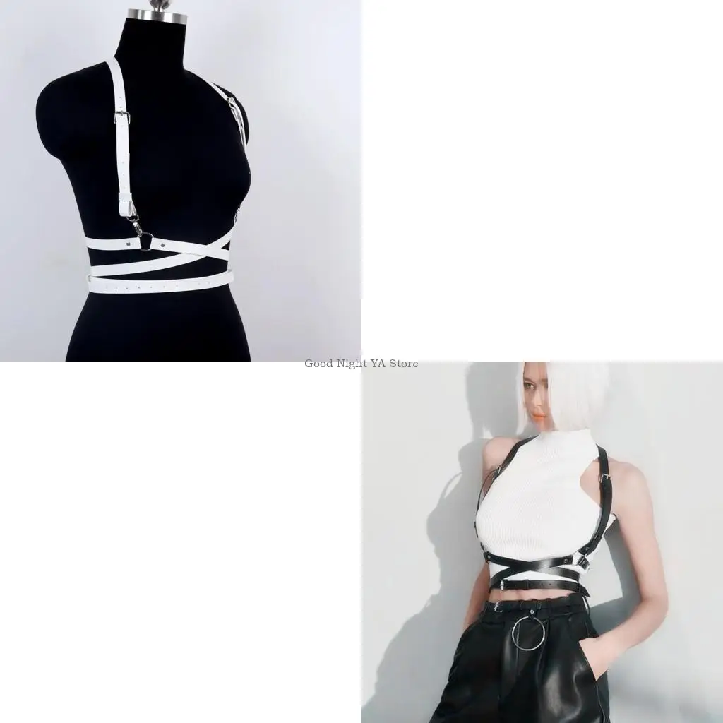 الجلود تسخير للنساء Underbust مشد العلوي مع حزام الشرير الجلود تسخير حزام الشرير الجسم حزام على شكل سلسلة الشرير تسخير #1